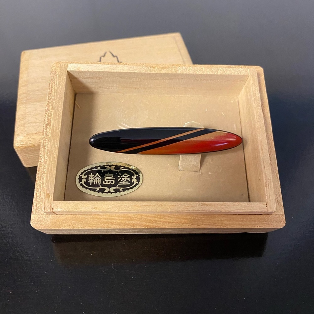Wajima Urushi Ware Natural Lacquer Tie Clip Vintage 1995